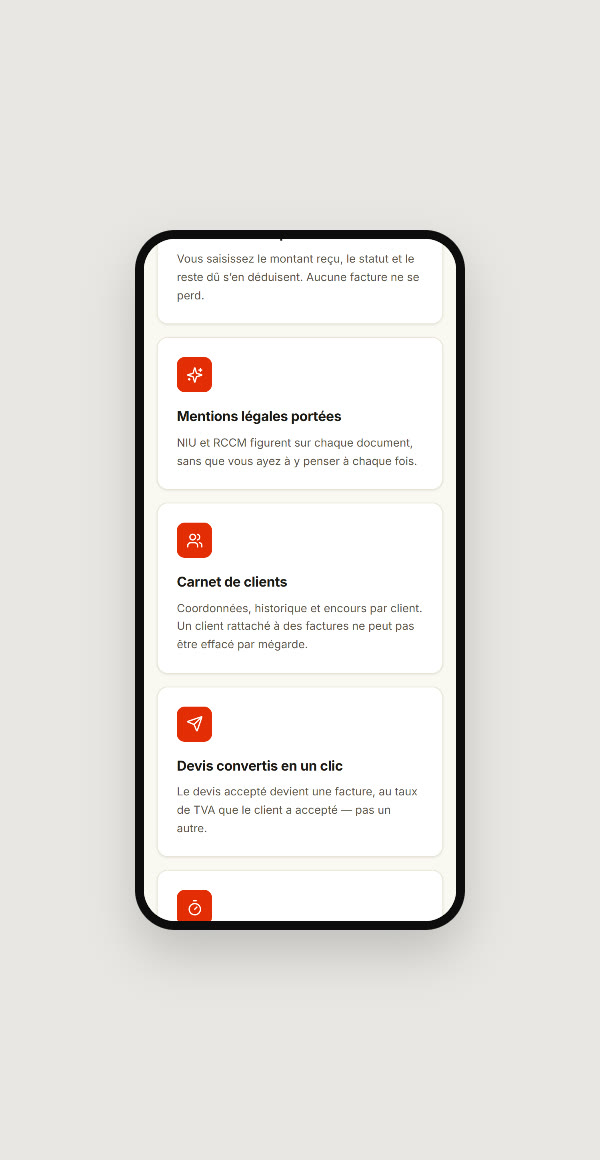 XN-Facture sur mobile