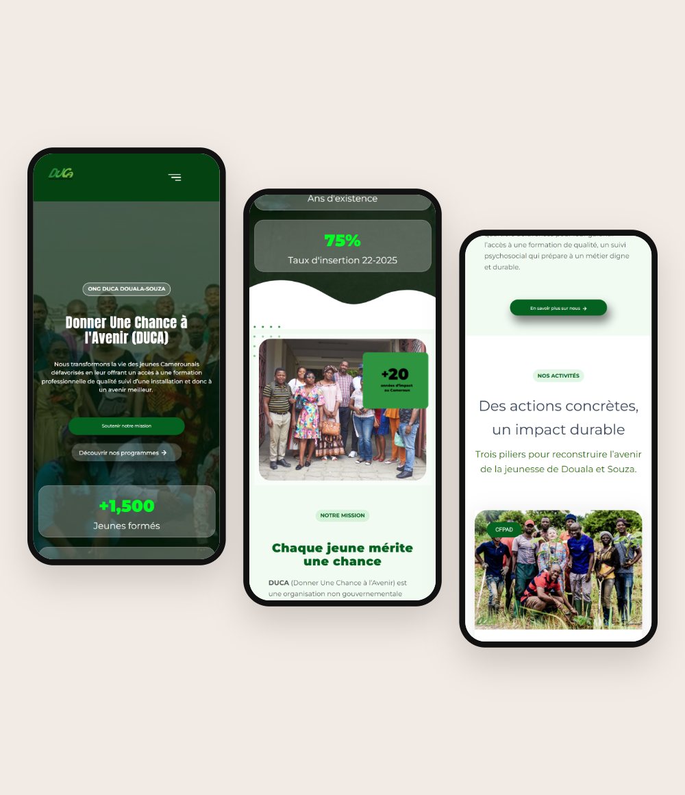 Le site de l’ONG DUCA sur mobile