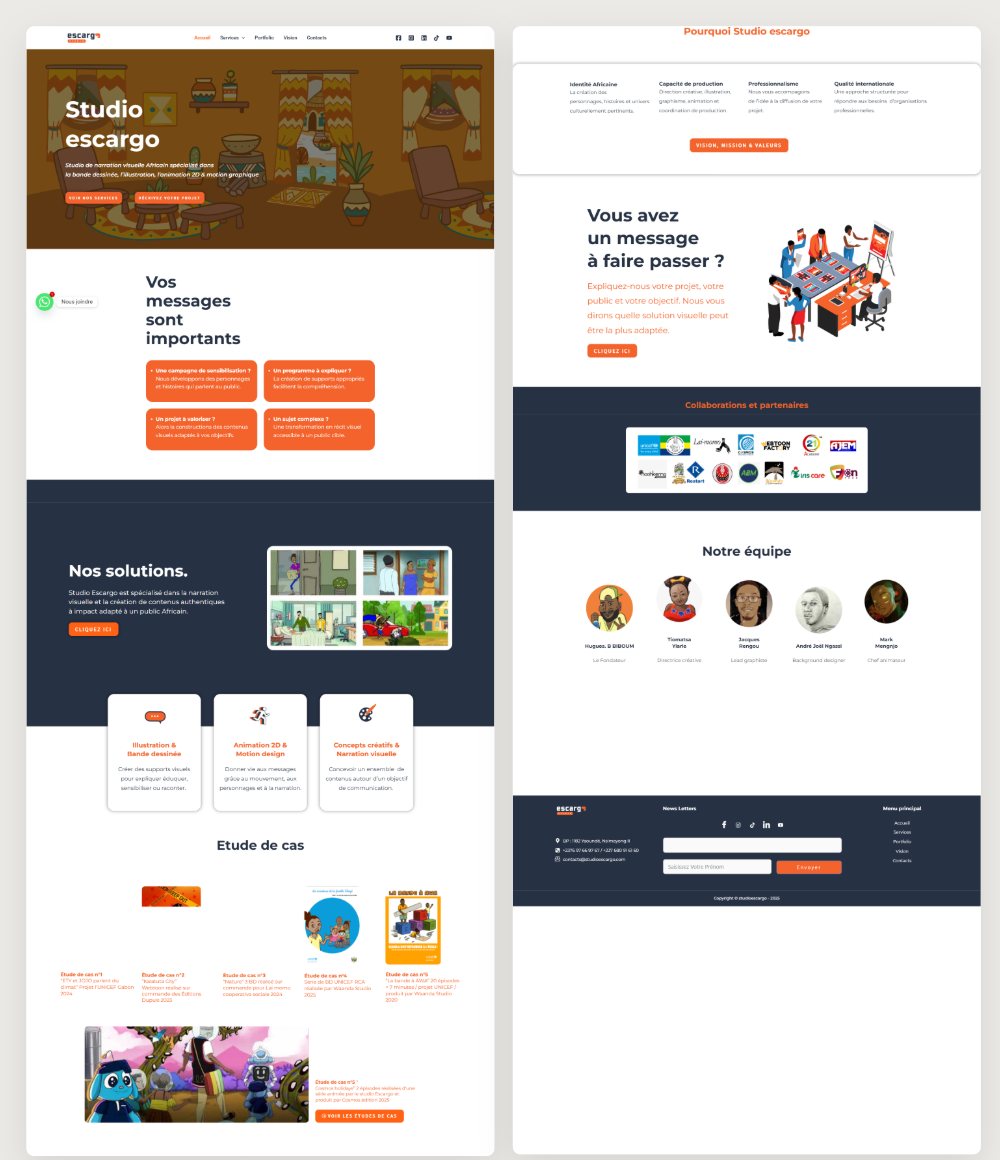 Pages du site Studio Escargo